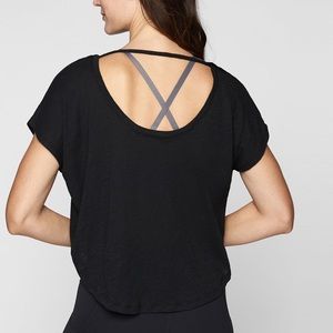 Athleta cropped organic daily tee, black - small